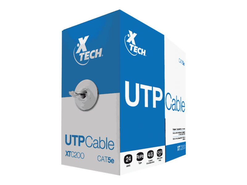 Cable de Red UTP CAT 5e Xtech RJ-45 (M) a RJ-45 (M) - 305 m - Gris
