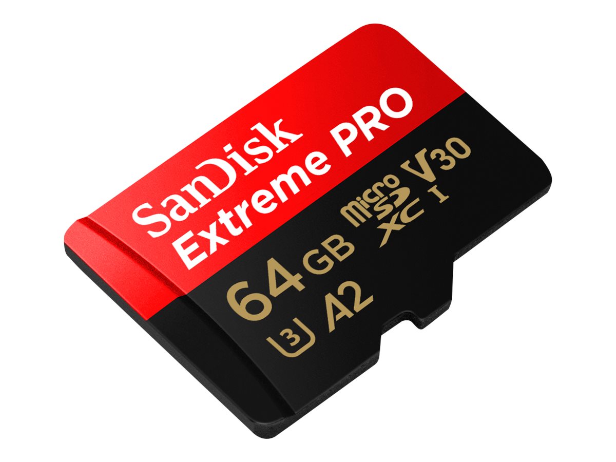 SanDisk Extreme Pro - Tarjeta de memoria flash 64 GB - A2 / Video Class V30 / UHS-I U3 / Class10