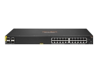 HPE Aruba 6100 24G Class4 PoE 4SFP+ - Conmutador - Gestionado - 24 x 10/100/1000 (PoE+) + 4 x 1 Gigabit / 10 Gigabit SFP+ - flujo de aire de lado a lado - montaje en rack - PoE+ (370 W)