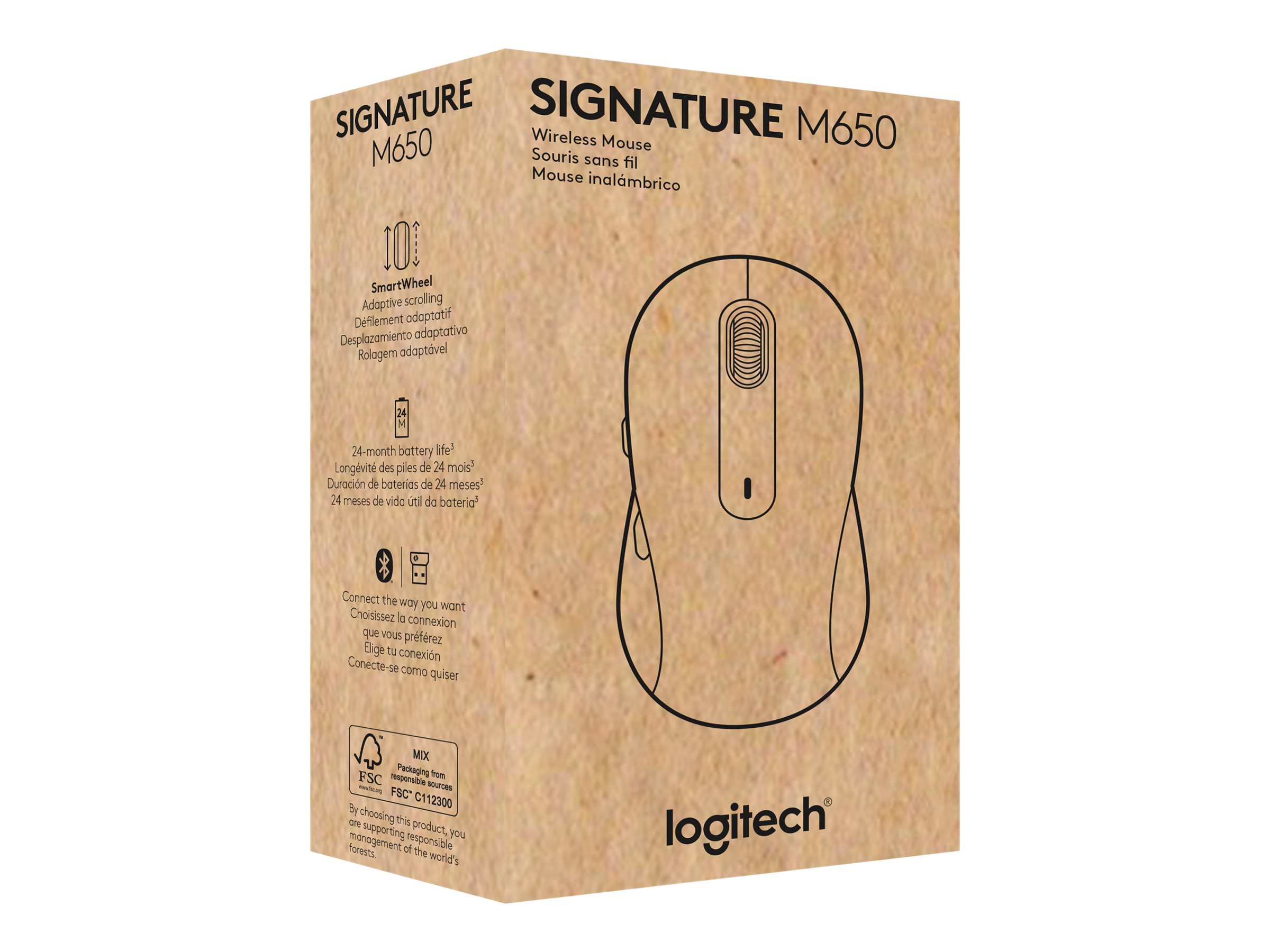 Logitech Signature M650 - Ratón inalámbrico diestro Bluetooth Logi Bolt USB - Grafito