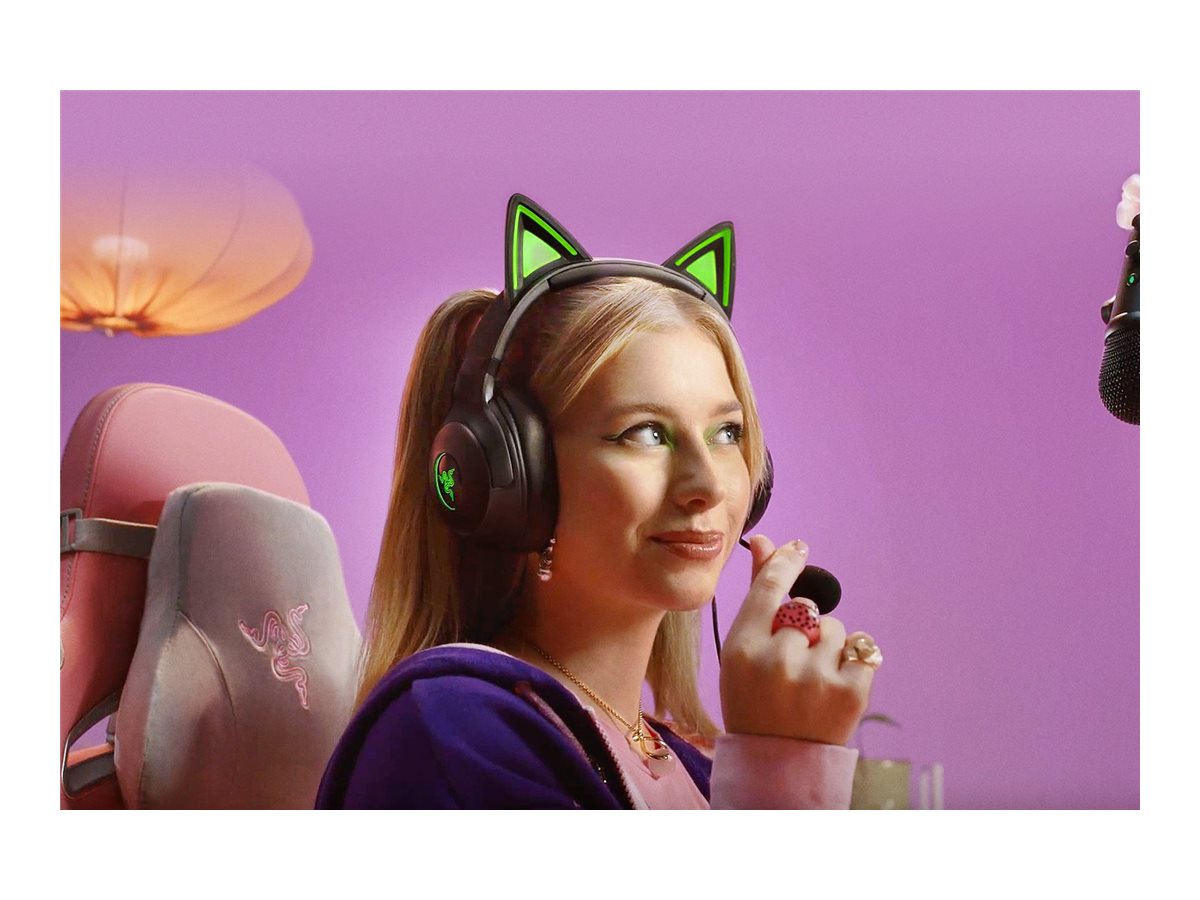Auriculares Razer Kraken Kitty V2 - Cable USB - Aislamiento de Ruido - Negro