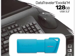 Memoria USB Kingston DataTraveler Exodia M 128GB USB 3.2 Gen 1 – Color Azul Neón